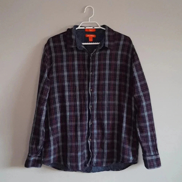 Joe Fresh Men's Plaid Large Standard Fit Button-Up Casual Long Sleeve Shirt - Picture 1 of 11